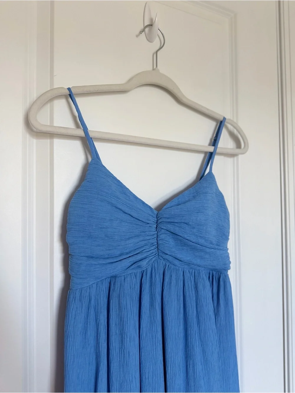 Abercrombie & Fitch Crinkle Textured Ruched Maxi Dress